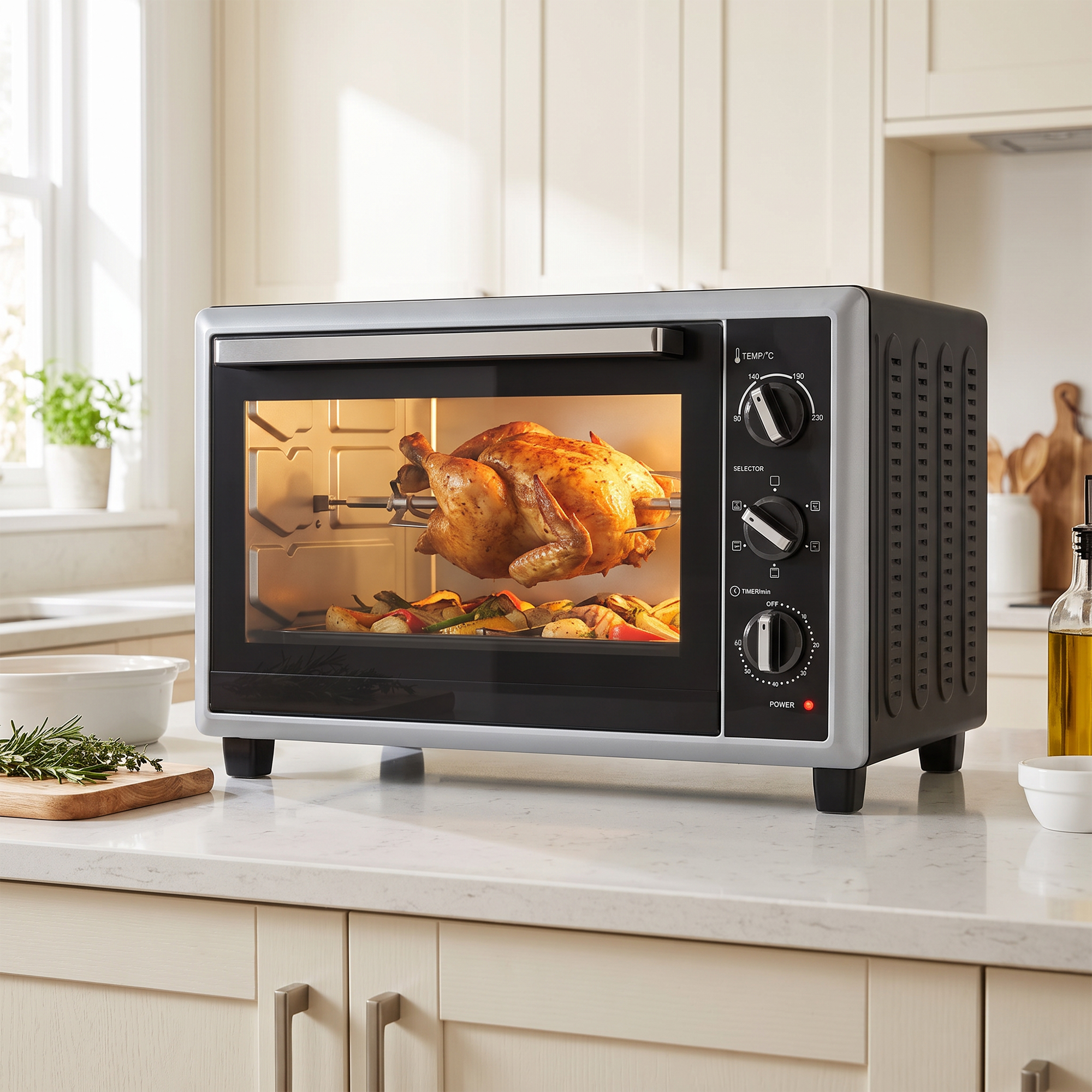 Homcom Mini forno 46 L 1800 W con spiedo, ventilazione, temperatura regolabile e timer, nero   Aosom Italy
