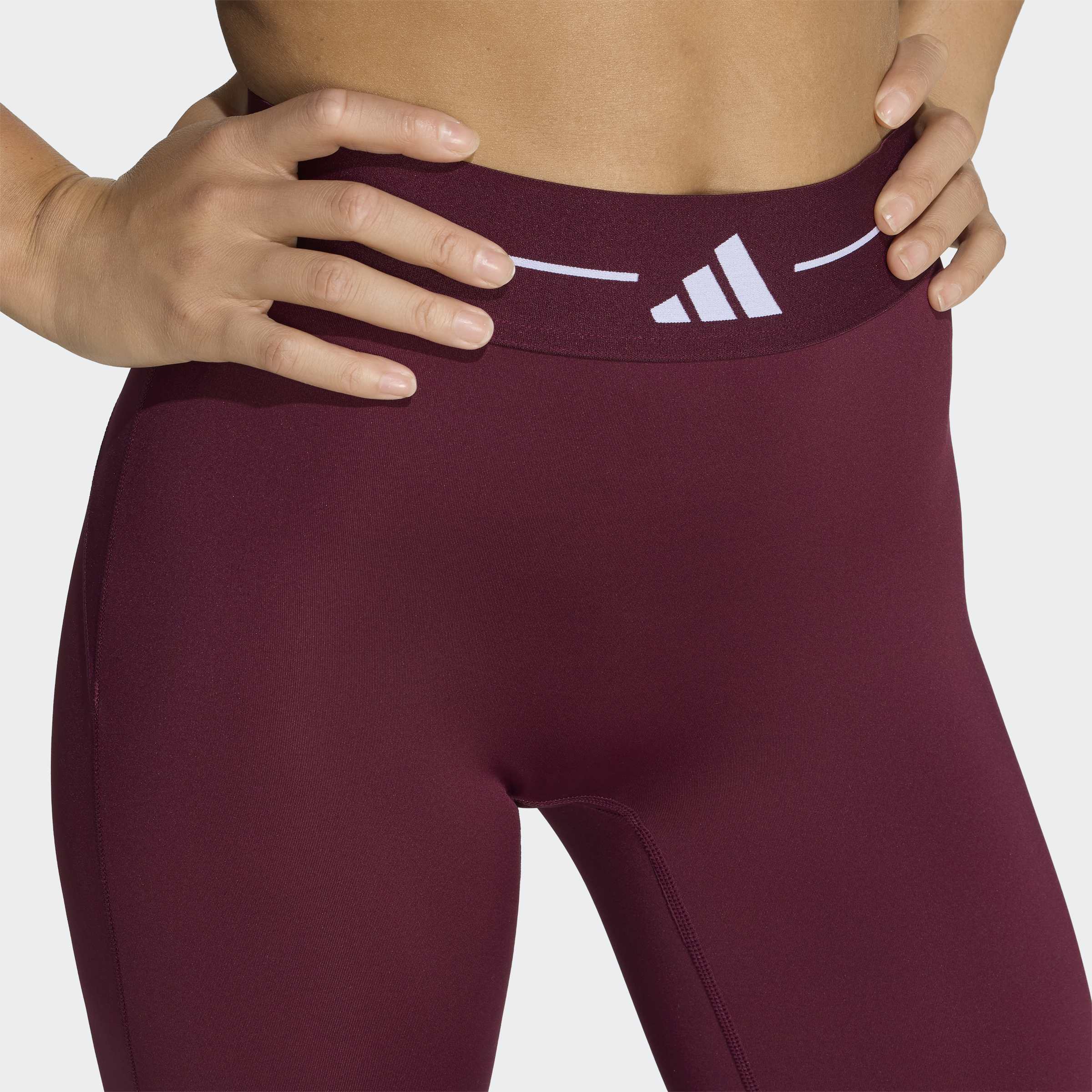 Trainingstights ADIDAS PERFORMANCE "HYPERGLAM 3-STRIPES FULL LENGTH LEGGING", Damen, Gr. M, N-Gr, rot (maroon, normal, gr.), Obermaterial: 85% Polyester, 15% Elasthan, Hosen Trainingstights maroon, normal, gr. M, N-Gr