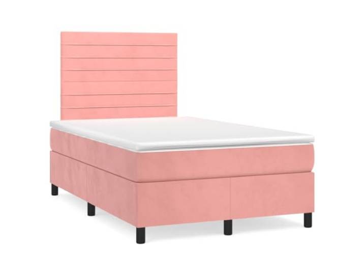 RJPLMFV Bettgestell, 120 x 190 cm, Velours, Rosa Verstellbarer Kopf, Matratze mit Taschenfedern, mittlere Unterstützung, weicher Matratzenschoner