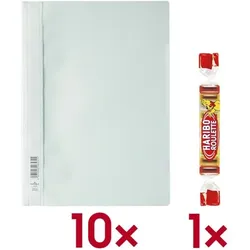 Durable 10x Schnellhefter A4 inkl. 1x Fruchtgummi »Roulette« weiß, 22.7x31 cm