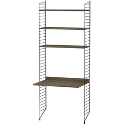 Schmales Standregal mit Schreibtisch Schwarz Walnuss