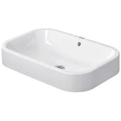 Duravit Aufsatzbecken Happy D.2 60cm mit Überlauf, ohne Hahnlochbank, 23146000001, Farbe: Weiß mit Wondergliss
