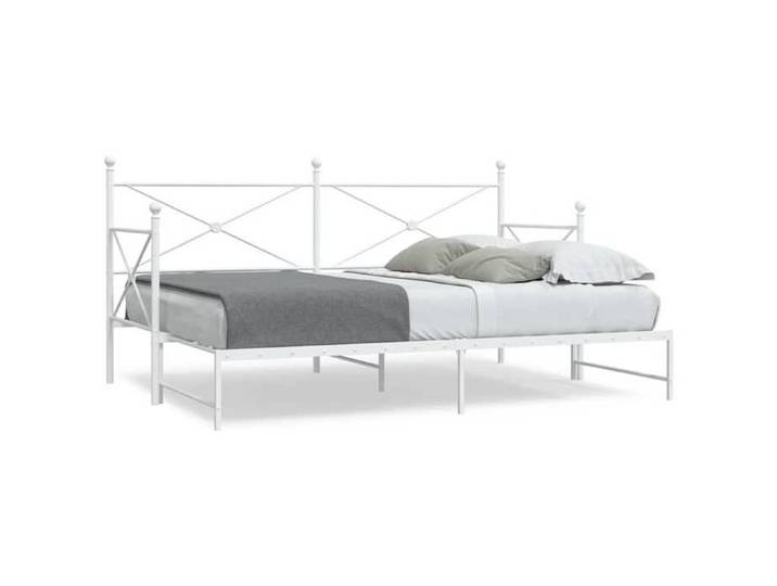 Lit de jour avec lit gigogne - UU - Blanc - Acier - 90x200 cm - 208x184x107 cm étendu - 208x96x107 cm non étendu