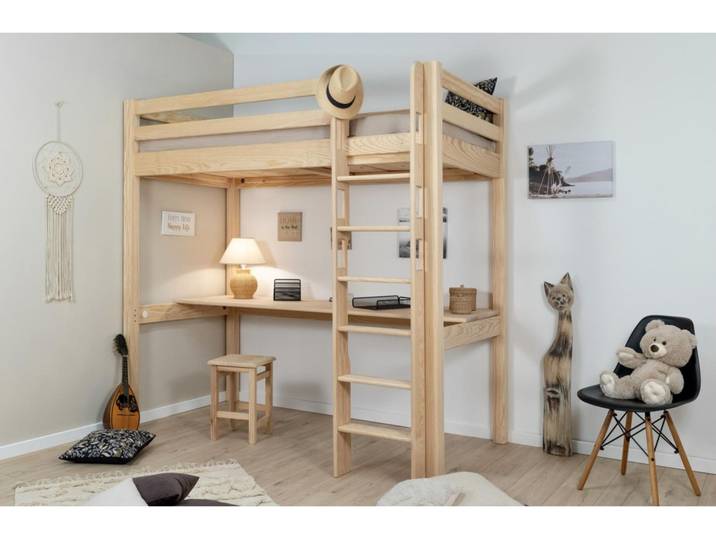 Lit mezzanine haut en 120 avec grand coin bureau ANETO