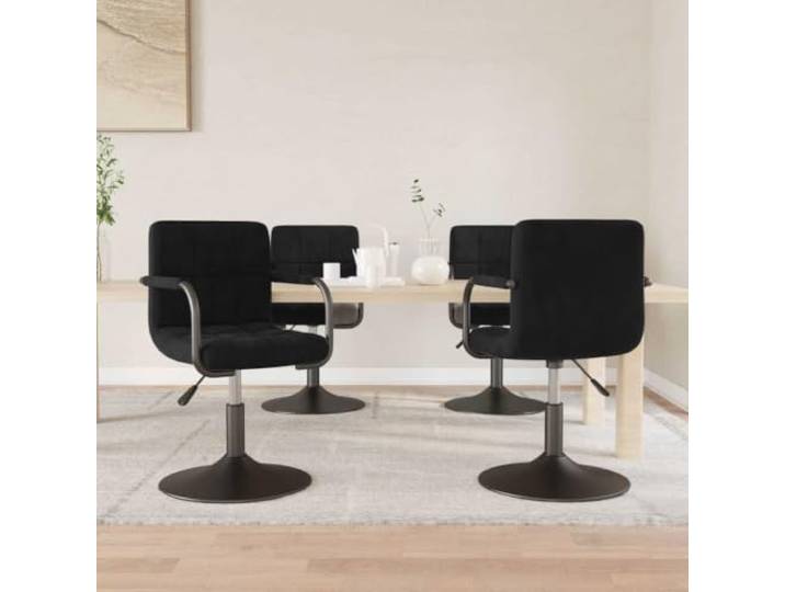 NLQMSU Esszimmerstühle, drehbar, 4 Stück, Samt, Schwarz, Höhe: Pulverbeschichteter Stahl, 360° drehbar, Gasheben, weicher Sitz, modernes Design, für den täglichen Gebrauch
