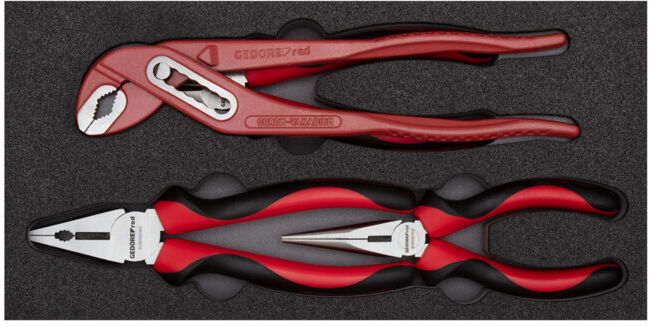 Gedore red Set de pinces, ensemble d’outils avec pince universelle/pince multiprise/pince plate ronde/tenaille, R22150018 (3301717)