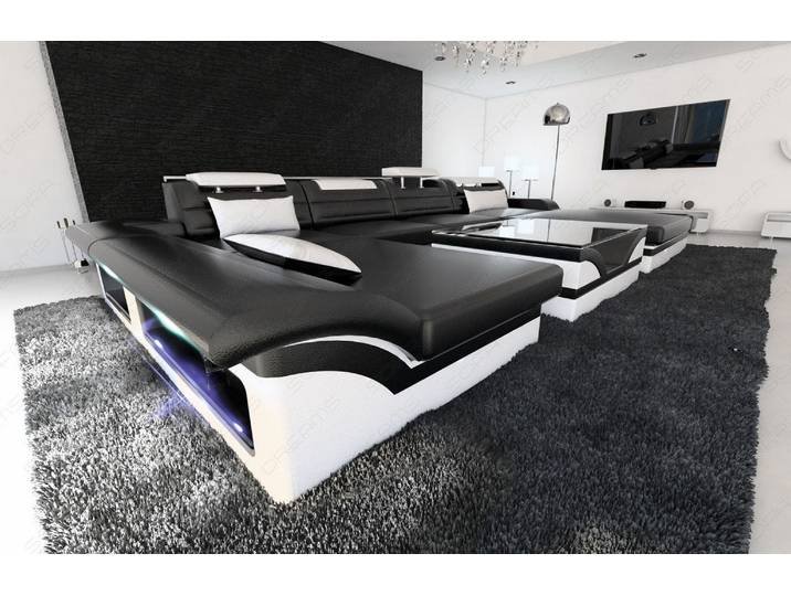 Mini Wohnlandschaft Monza Eleganz U-Form aus Leder