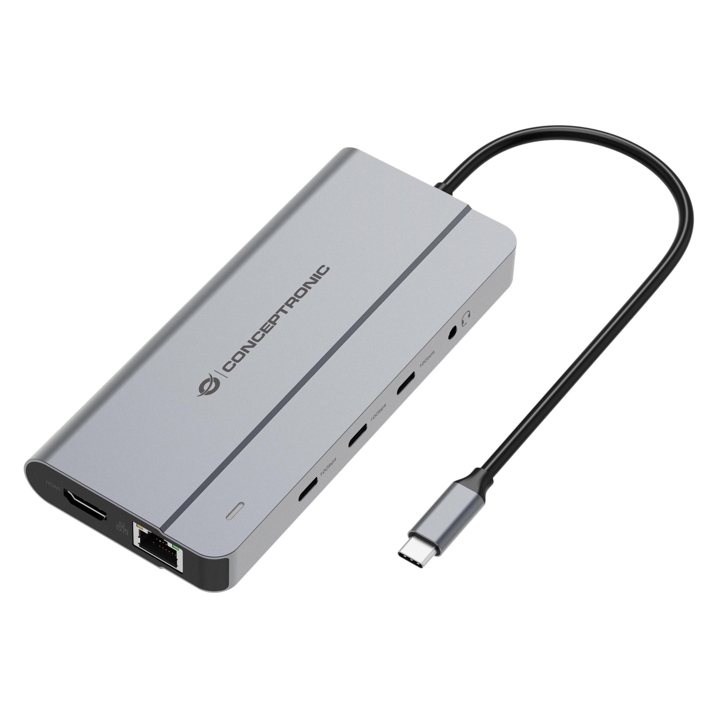 Conceptronic 10-1 Dock USB-C->HDMI/2xUSB-A/3xUSB-C/100WPD (USB-C, 10 Ports) (DONN34G)
