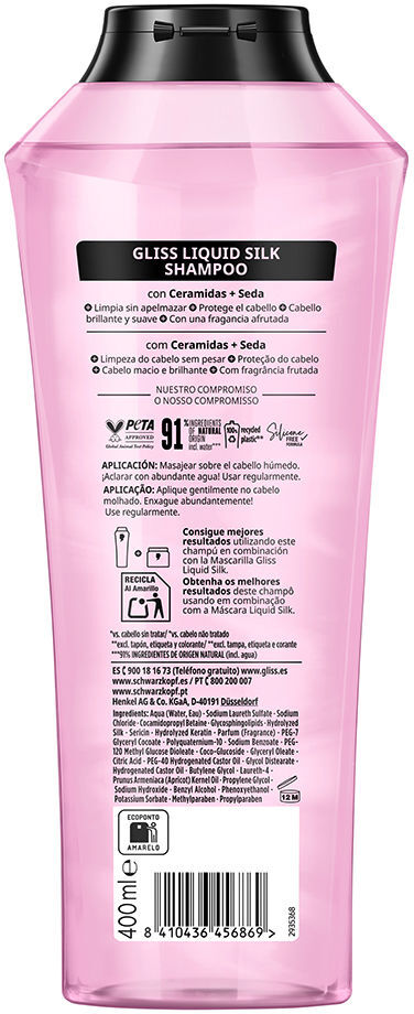 Schwarzkopf Mass Market Gliss Liquid Silk champú 400 ml