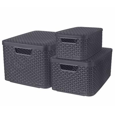 Curver Aufbewahrungsboxen mit Deckel Style 3 Stk. S+M+L Anthrazit