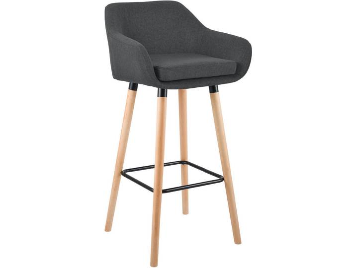 CLP Barhocker Stoff Dunkelgrau, Holz, 55x99x46 cm, Esszimmer, Barmöbel, Barhocker