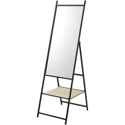 Helloshop26 - Ganzkörperspiegel mit Ablage chamoisfarben 150 x 44 x 60 cm Eichenoptik schwarz