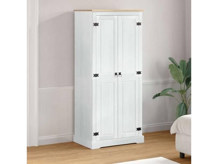 Molumvel Massivholz Kleiderschrank 76x50x170 cm, Kiefernholz Rustikales Design, Viel Stauraum, Matte Oberfläche, Einfache Montage