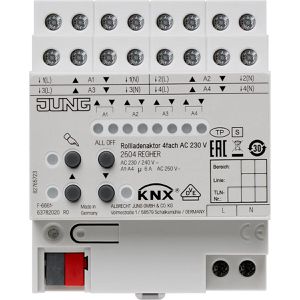 Jung Schaltaktor 2504 REGHER, für Rollladen, 4 Kanäle, für Hutschiene, KNX