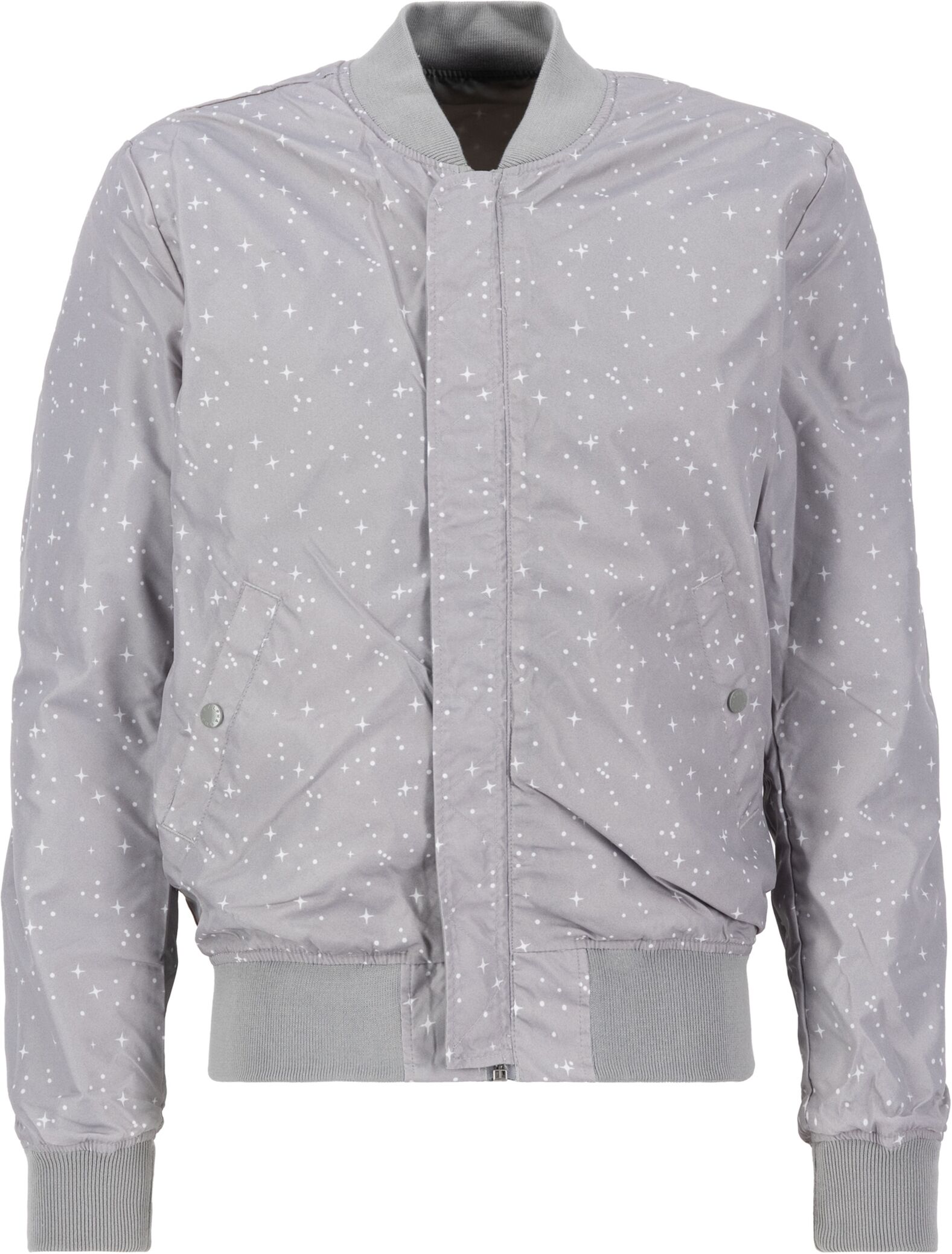 Bomberjacke ALPHA INDUSTRIES "MA-1 TT NASA Reversible II", Herren, Gr. M, grau (silber), Obermaterial: 100% Nylon, Futter: 100% Nylon, Jacken Bomberjacke silber M