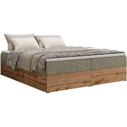 BOXBETT WOOD ZERO 180/200 - Grau Struktur - H3 - Topper T25