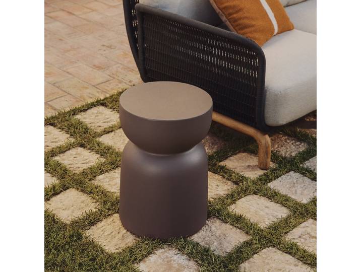 Kave Home Ronde Bijzettafel Garbet Cement, 32cm - Bruin