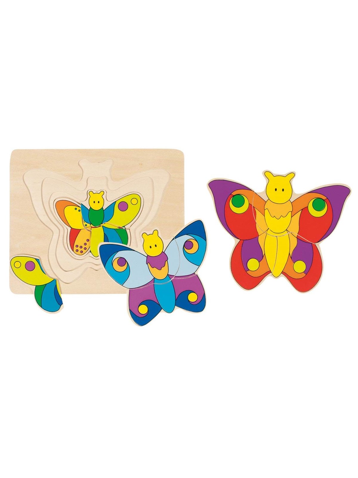 Goki Wooden 3-layer Puzzle Butterfly Holz