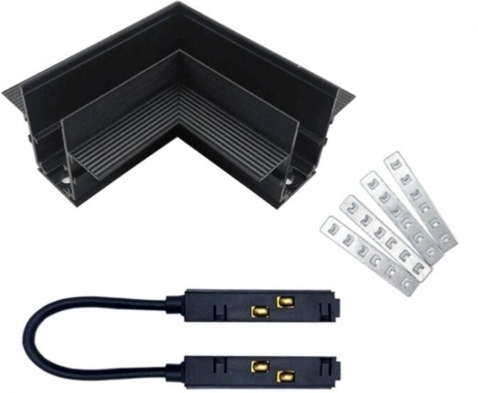 Silamp Connecteur Angle 90° pour Rail Magnétique Encastré Noir + Connecteur Souple