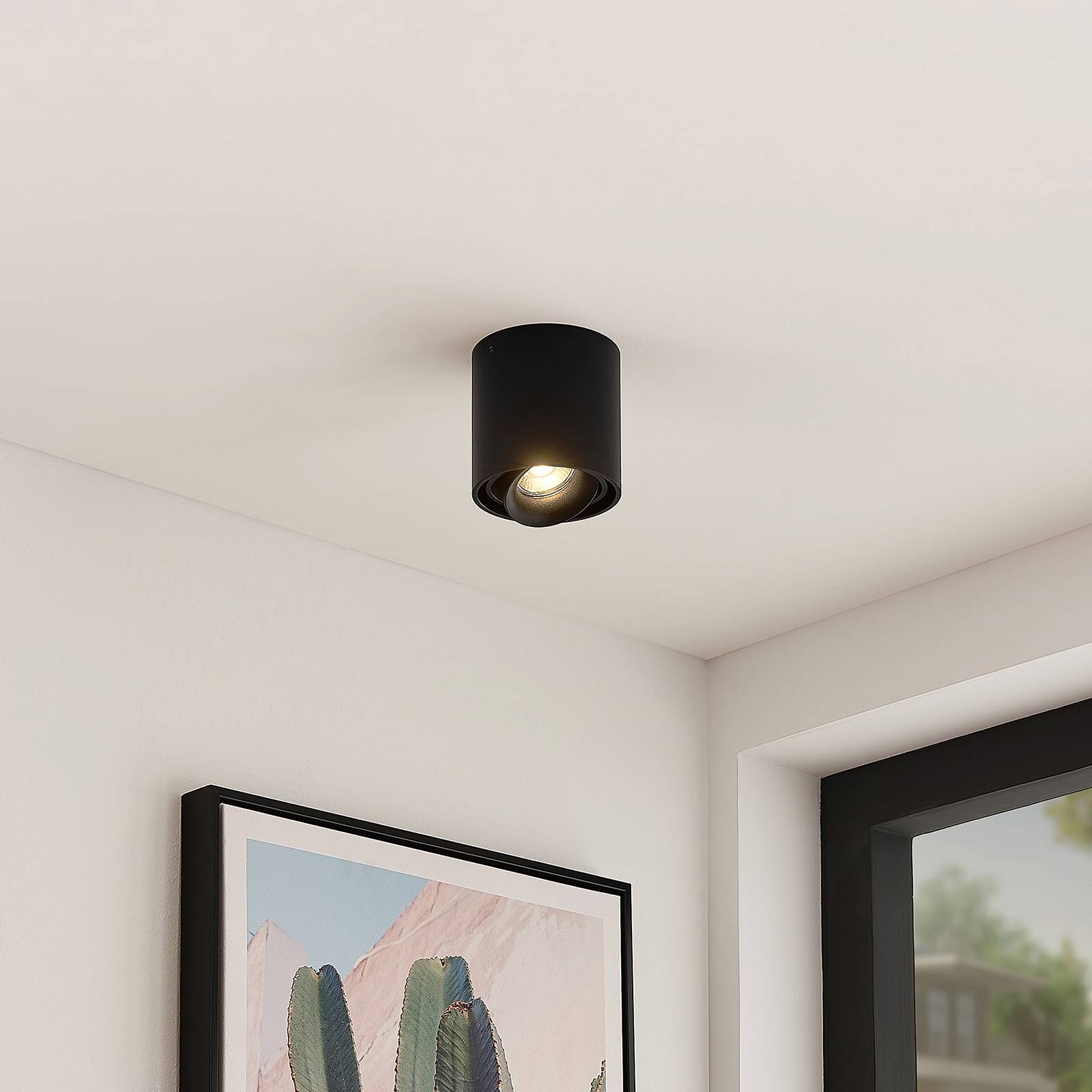 Ceiling Spotlight Walza Arcchio, dimmable, Black, Hallway, Aluminium, Modern, Ceiling Light