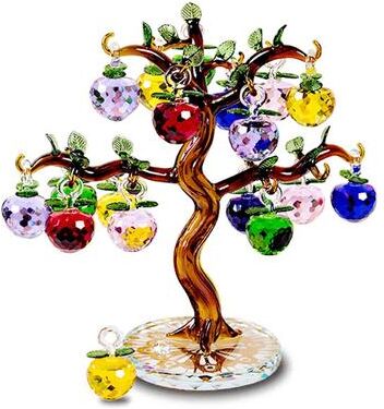 DynamicDeals Elegant Crystal Apple Tree Ornament, Feng Shui Glass Apples For Home Decor, Christmas Gift & Collectible Crafts transparent 36 Hangs Tree