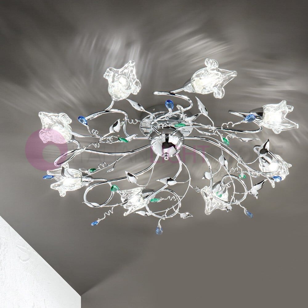 Adele Plafoniera A Soffitto A 8 Luci Cromato Moderno