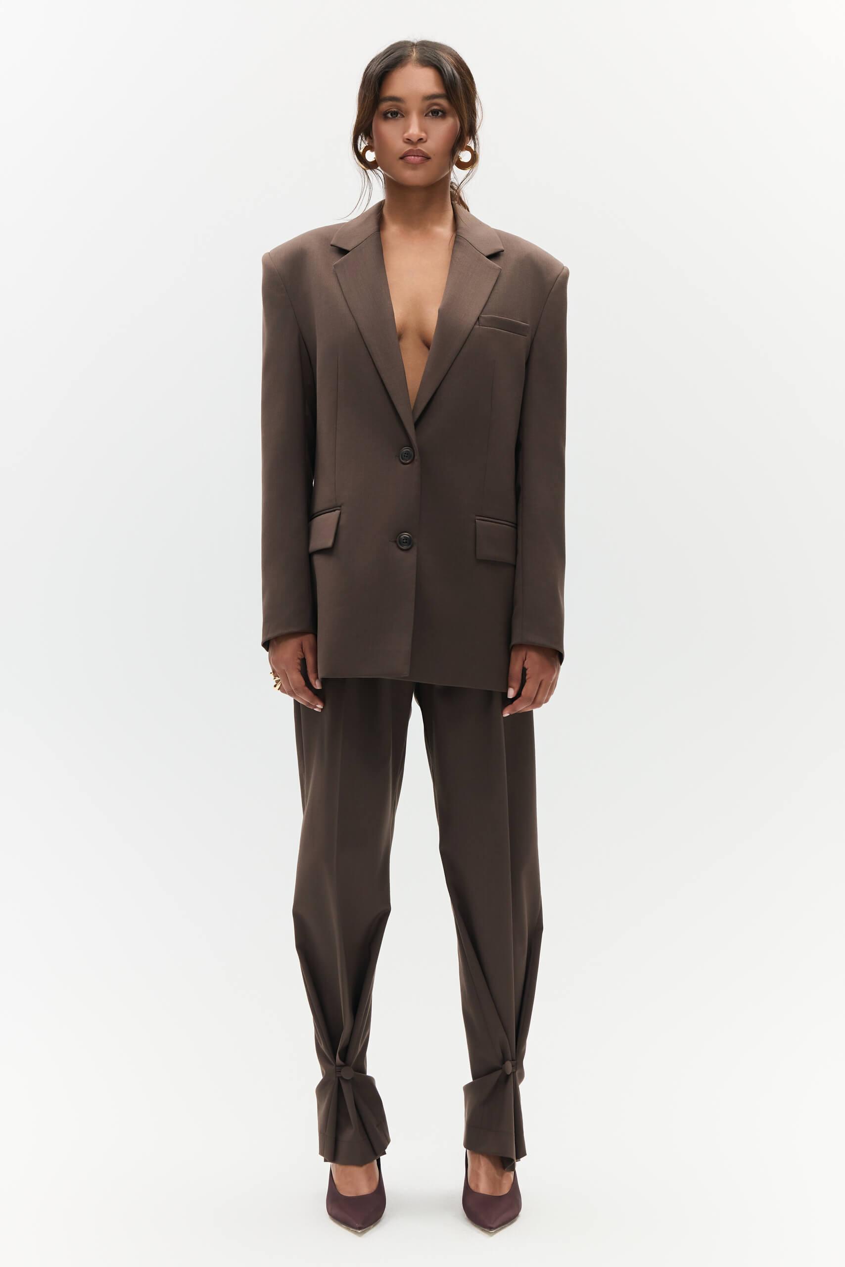 BENU Dames Bruine Elegante Broek met Sluiting bij de Pijp