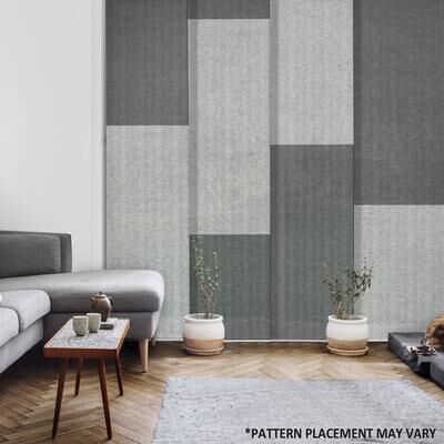 "GoDear Design Natural Woven Adjustable Sliding Panel Track Blinds, Vertical Blinds, City Series, 45.8""- 86"" W x 96"" L"