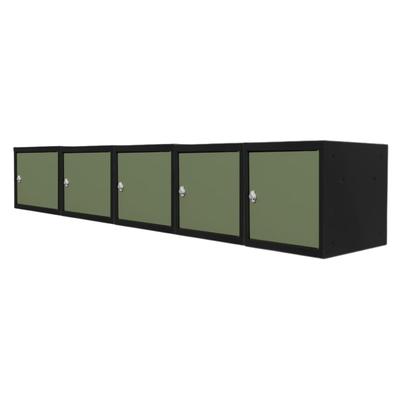 Proregal Mega Deal | 5x Schließfachwürfel Blocky mit Drehriegelschloss für Vorhängeschloss | HxBxT 40x40x40cm | Anthrazit/Resedagrün