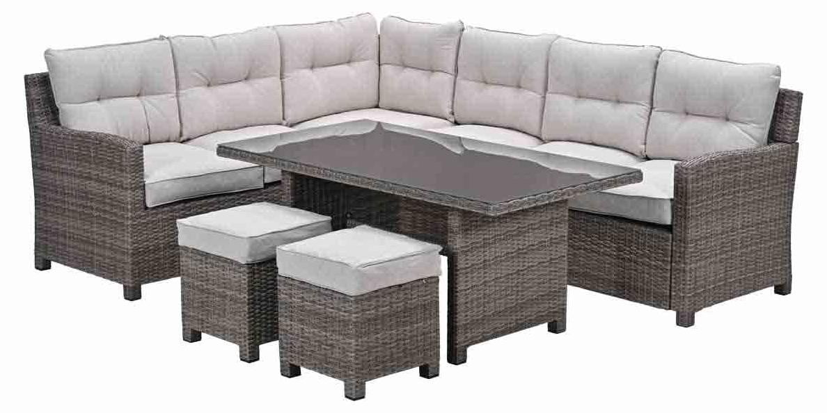 Garden Impressions Blue Bird wicker lounge-dining set links grijs/sand
