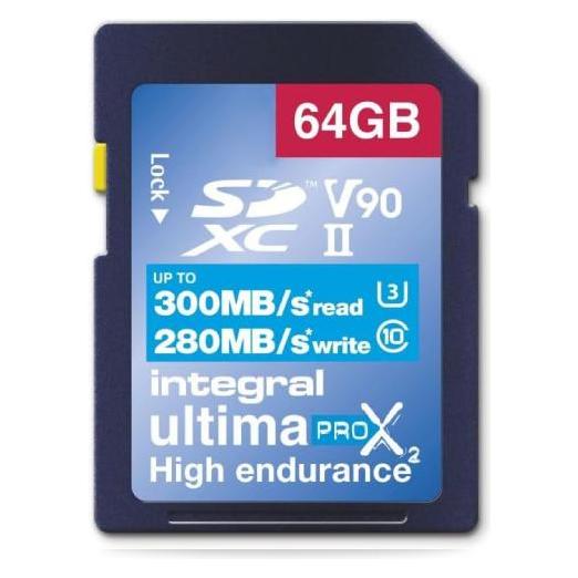 Integral 64GB SDXC UHS-II U3 V90 - 300-280 MB/s (64 GB, microSDXC, U3, UHS-II) (INSDX64G-300/280U2)