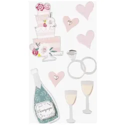 6x Heyda, Sticker, Sticker-Etikett Hochzeitstag 5 Stück bunt (5 Sticker)