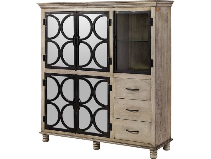 MASSIVMOEBEL24 Buffet 150x45 Manguier laqué Gris HERMITAGE #615