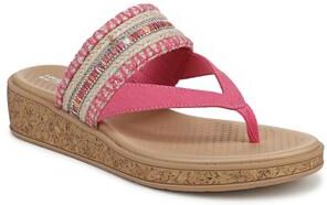 Women's Birdie Wedge Sandal by Bzees for LifeStride in Tan Pink (Size 7 M)