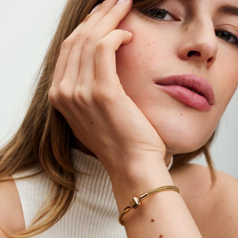PANDORA Schlangenarmband für Damen, Moments, IP Gold gold