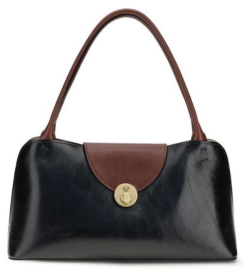 Versace Vivian Medium Schultertasche Kalbsleder schwarz-braun