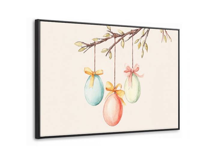 LEINWAND Bilder mit Rahmen - Osterkuchen - Schleife - Eier - 140x90