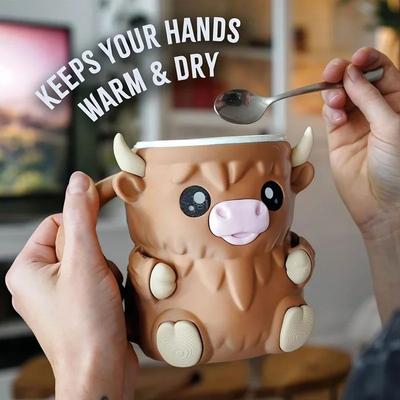 Inspired Living Scottish Highland Cow 3D Ceramic Coffee Mug Cute Cartoon Kyloe Breakfast Cup Gift Scottish Highland Cow 3D Ceramic Coffee Mug Cute Cartoon Kyloe Breakfast Cup Gift