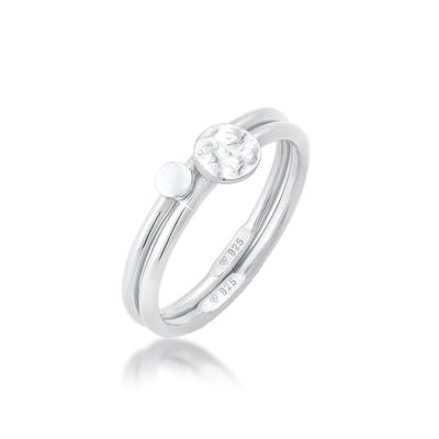 Ring-Set ELLI "Ring Stacking Stapel Kreis Platte 2er Set 925 Silber" Gr. 54, silber, Fingerringe, Damen, 54, ohne Stein, Silber 925 (Sterlingsilber), 2mm