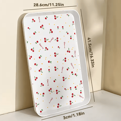 Inspire Picks WORTHBUY Cherry Pattern Serving Tray For Desserts, Jewelry & Home Organization white Xl