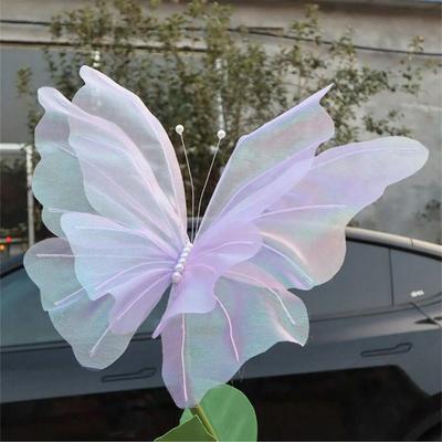 Uplift Essentials 20 Inch Large 3D Metallic Butterfly Wall Decoration Elegant Laser Cut Faux Butterfly Accent For Weddings & Parties purple