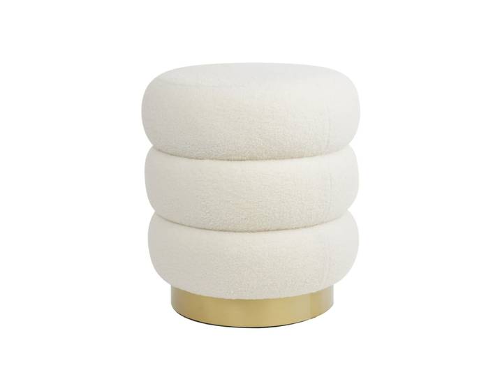 Pouf blanc bouclé ø40cm