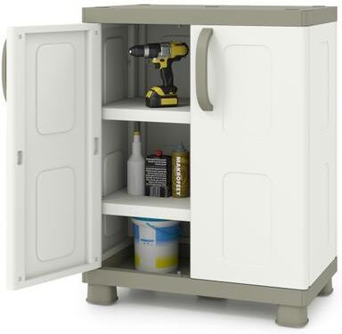 Costway Freestanding Buffet Cabinet Sideboard with 2 Doors and Adjustable Shelves for Kitchen and Garage-Beige