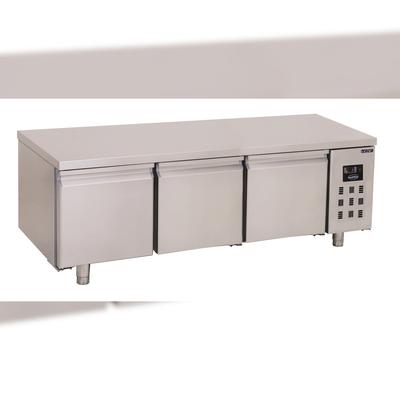 Kühltisch ANOLIS | 3x Tür | 280 Liter, HxBxT 60x160x70cm | -2/+8°C | Edelstahl + CHEFGASTRO Geschirrtuch