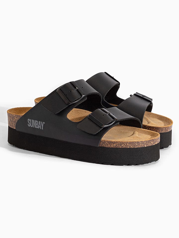 Sunbay Pantoletten "Edelweiß" in Schwarz - 39