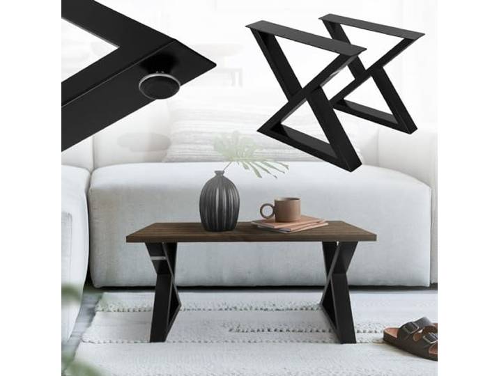 ML-Design 2 Stück Tischbeine 43xH40cm, Tischkufen X-Form, aus Stahl pulverbeschichtet, Schwarz, Industriell, Kufengestell Tischgestell Metall Möbelfüße für DIY-Projekte Bankkufen Bankgestell Bankbeine