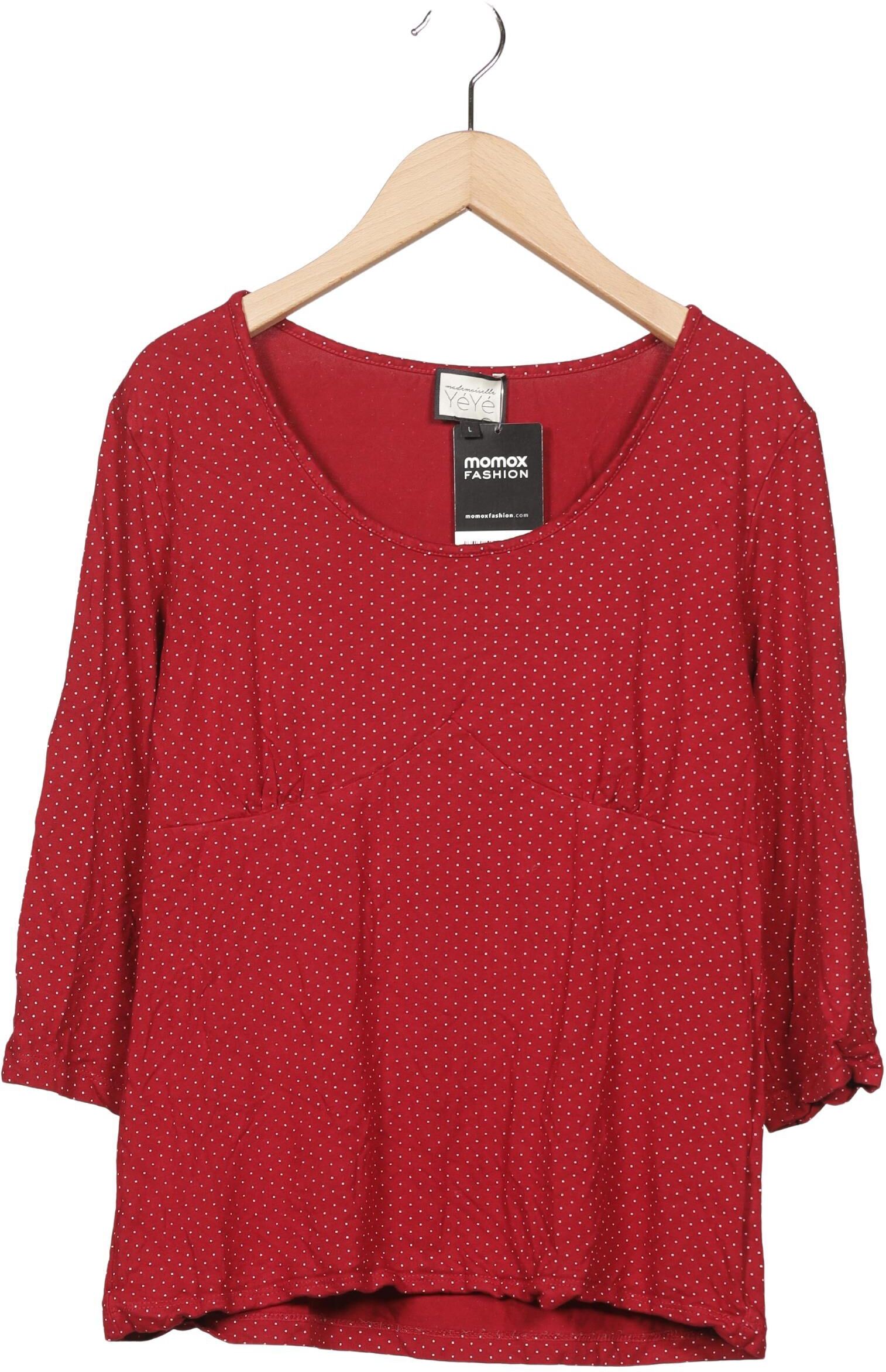 Mademoiselle YeYe Damen Langarmshirt, Rot, Gr. L, Elasthan / Viskose - Second Hand