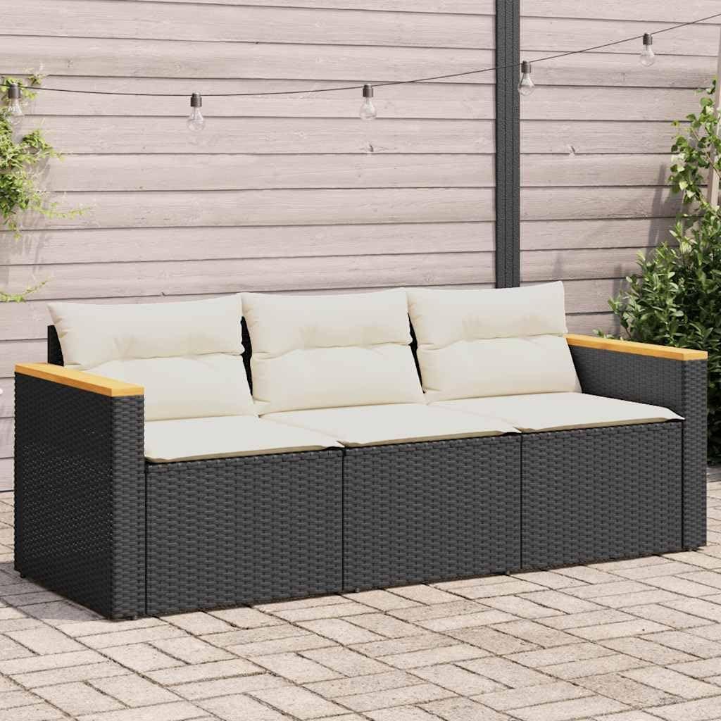 Garten-Lounge-Sofa aus Polyrattan für 3 Personen, Balkon- und Outdoor-Sitzbank