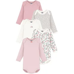 Petit Bateau 5er-Pack Bodys langarm Blumen, rosa | mehrfarbig, 74
