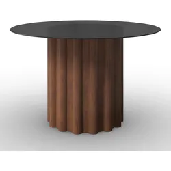 Esstisch Zelia Walnussfarben MDF/Kristallglas rund